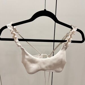 Hollister White Ruffle Bikini Top